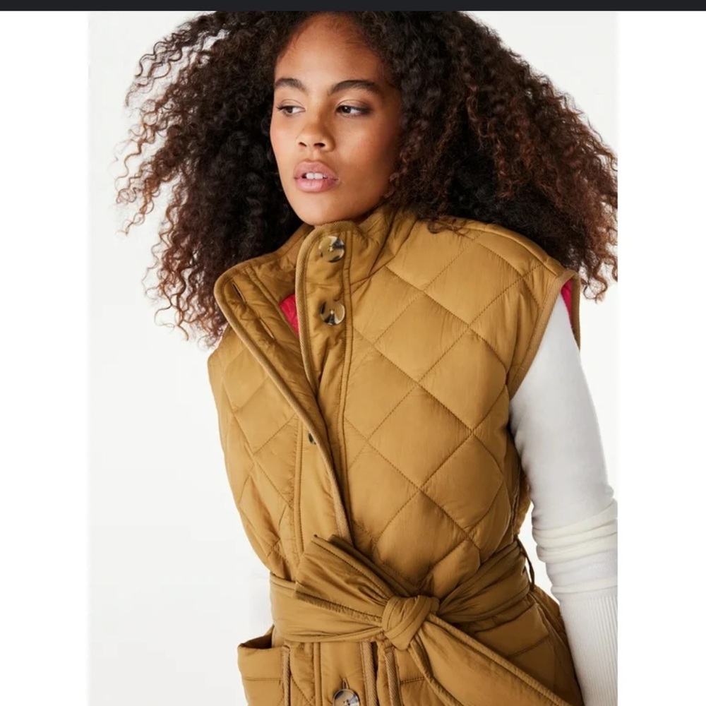 Free Assembly Women's Quilted Vest with Belt